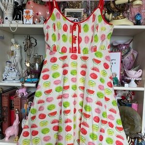 Modcloth Waving From The Waterfront a-line watermelon dress with pockets